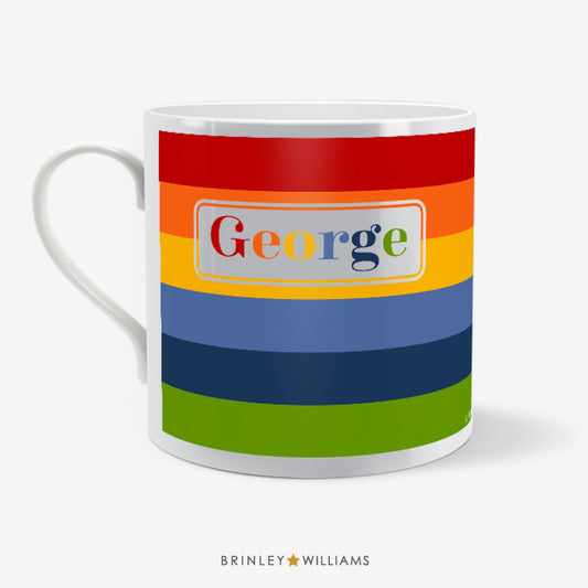 Rainbow Stripes Mug - Personalised - Front