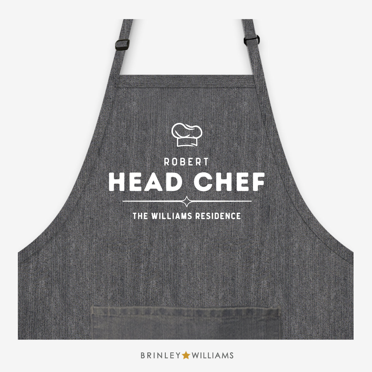 Personalised Resident Head Chef Denim Apron - Black