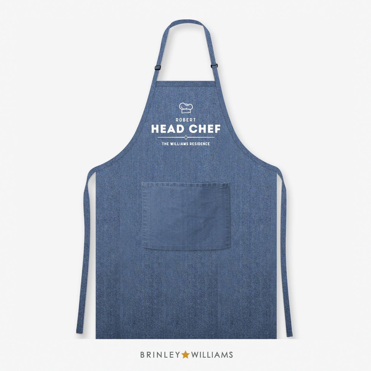 Personalised Resident Head Chef Denim Apron - Blue Zoom