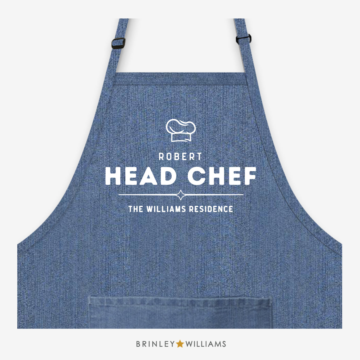 Personalised Resident Head Chef Denim Apron - Blue 