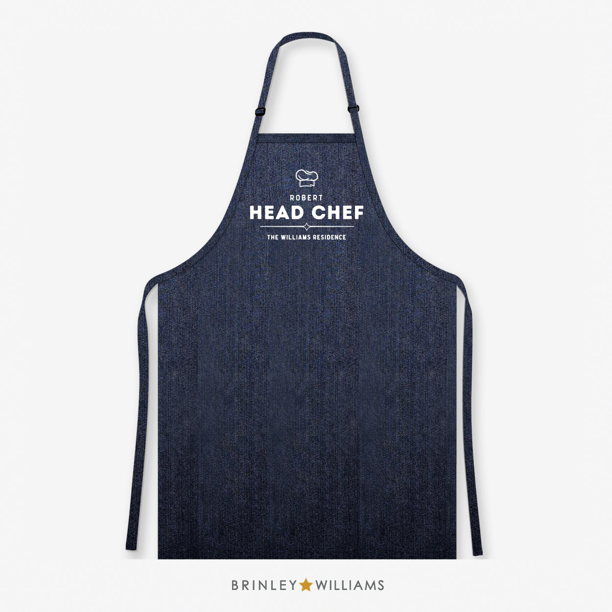 Personalised Resident Head Chef Denim Apron - Indigo Zoom