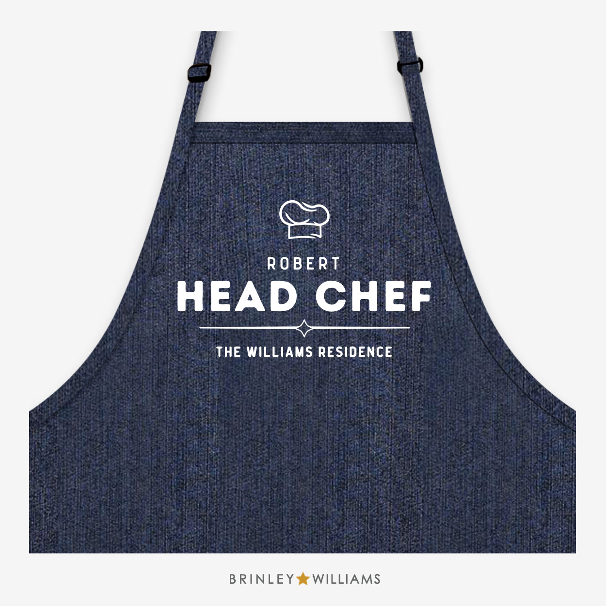 Personalised Resident Head Chef Denim Apron - Indigo Zoom