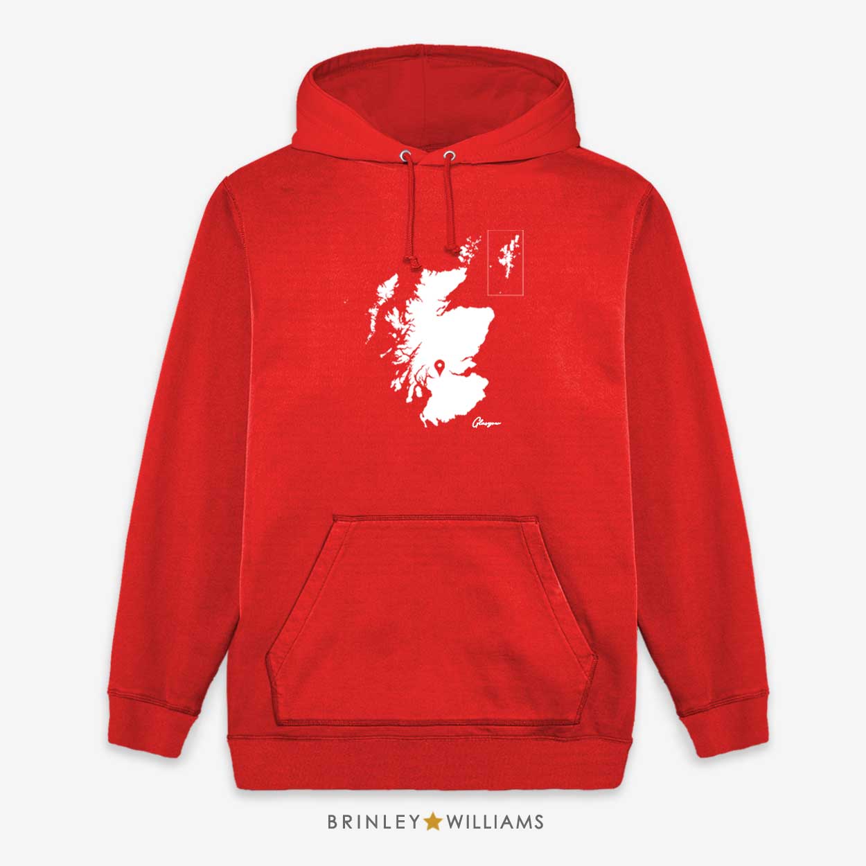 Scotland Map Pin Personalised Unisex Hoodie -  Fire Red