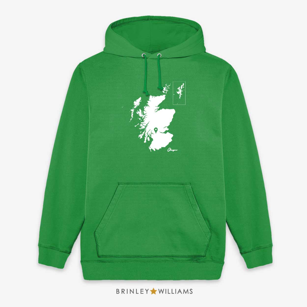 Scotland Map Pin Personalised Unisex Hoodie -  Kelly Green