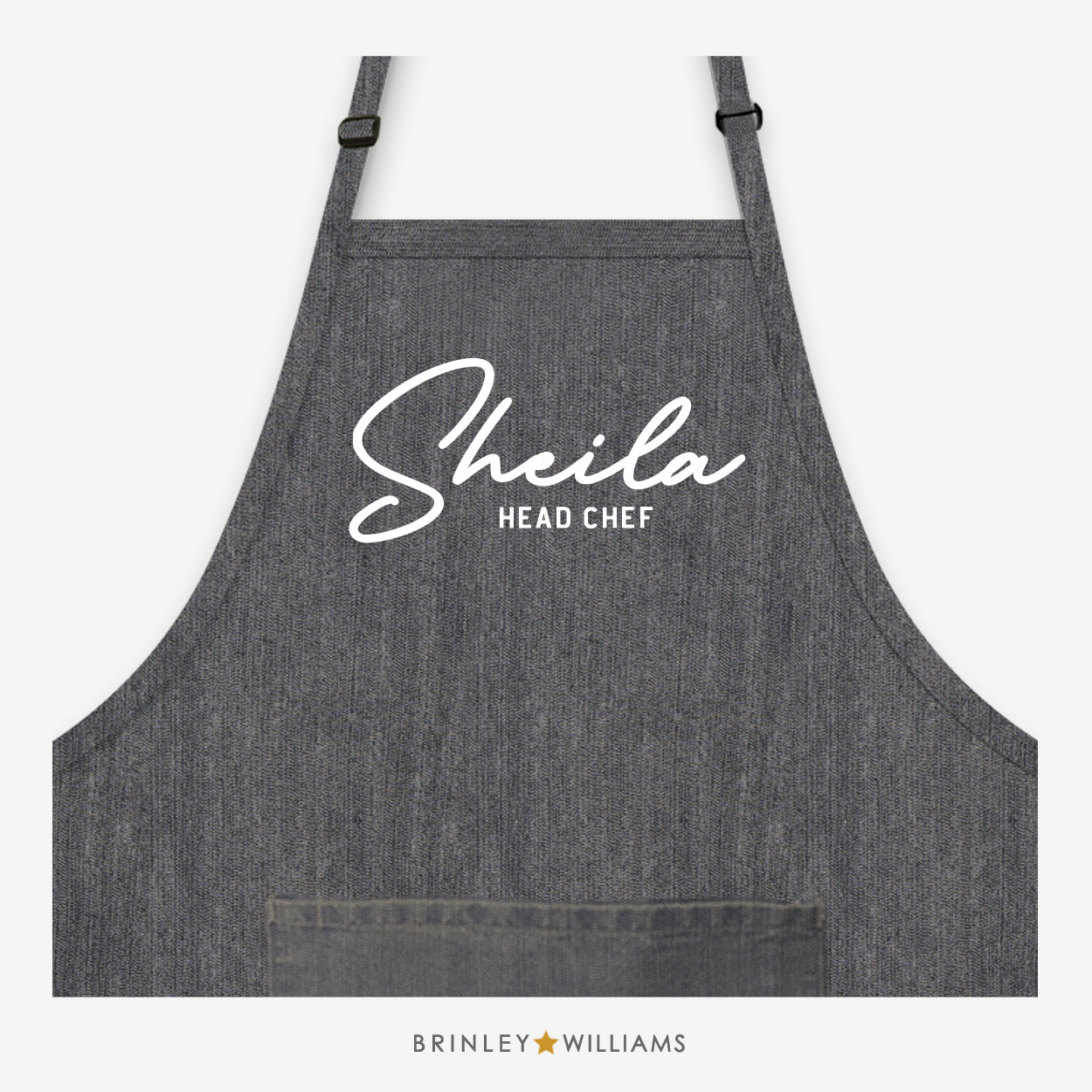 Personalised signature head chef denim apron - Black