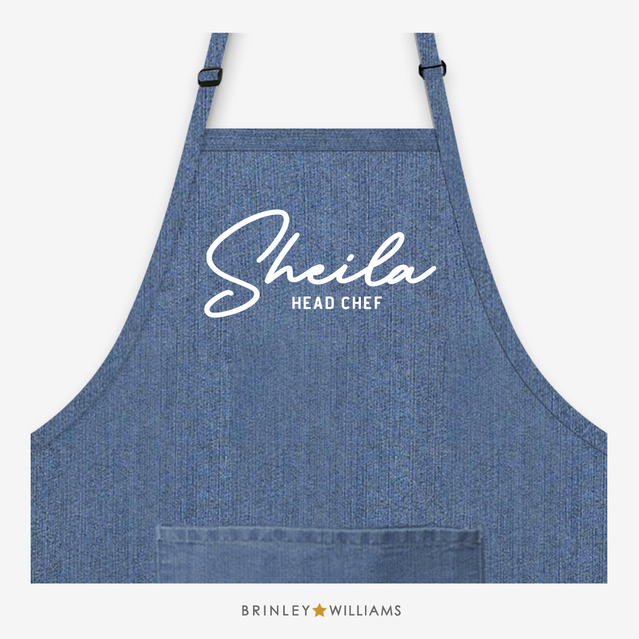 Personalised signature head chef denim apron - Blue