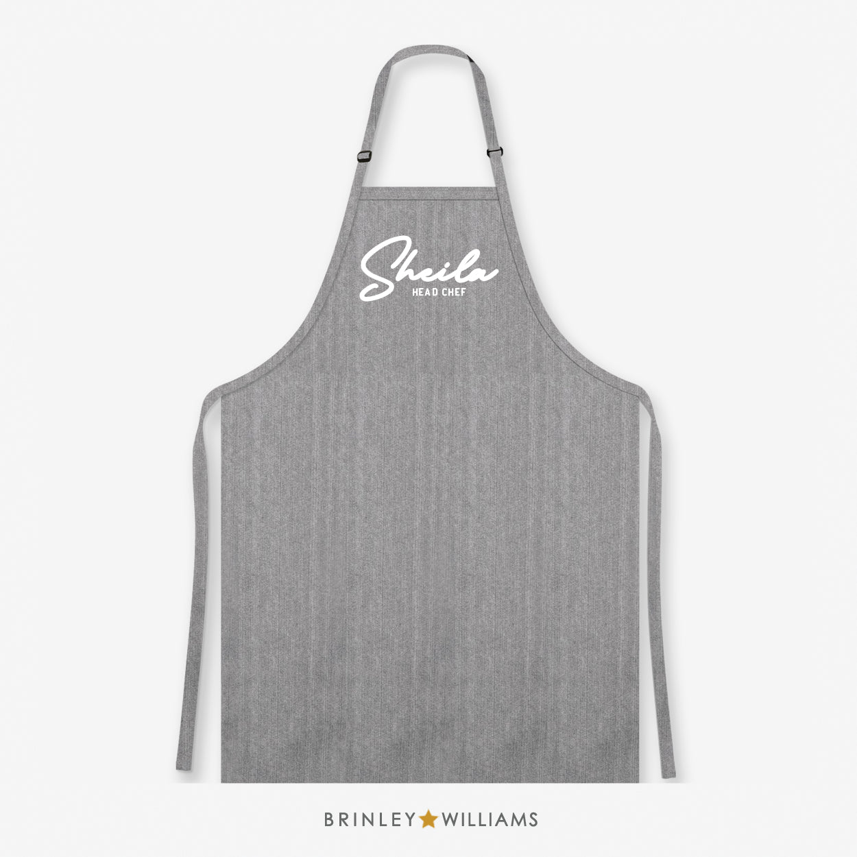 Personalised signature head chef denim apron - Grey Zoom