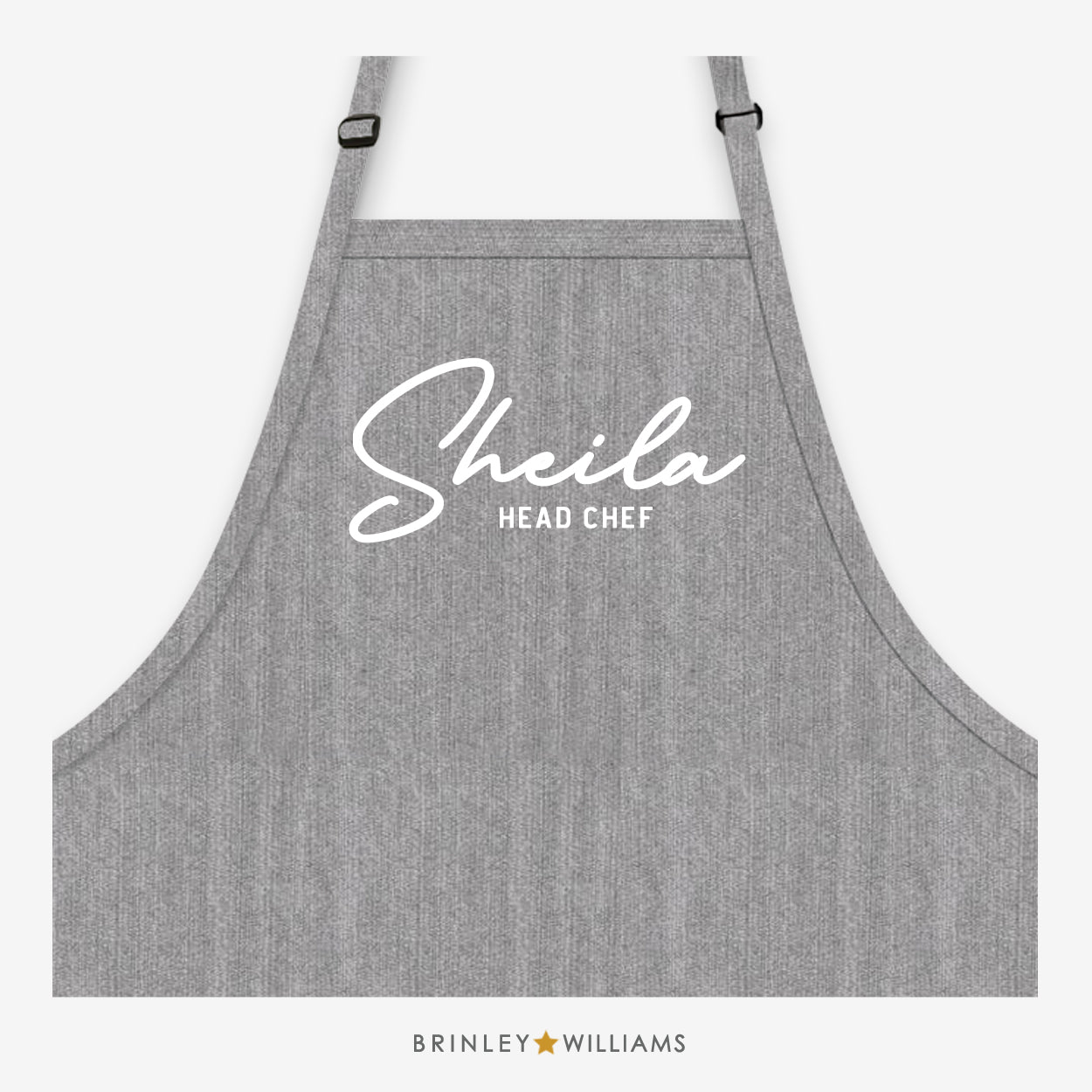 Personalised signature head chef denim apron - Grey