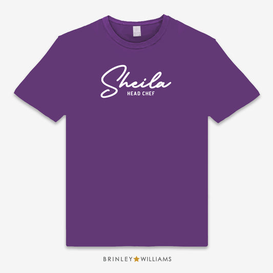 Signature Name Head Chef Unisex Personalised Culinary T-shirt - purple