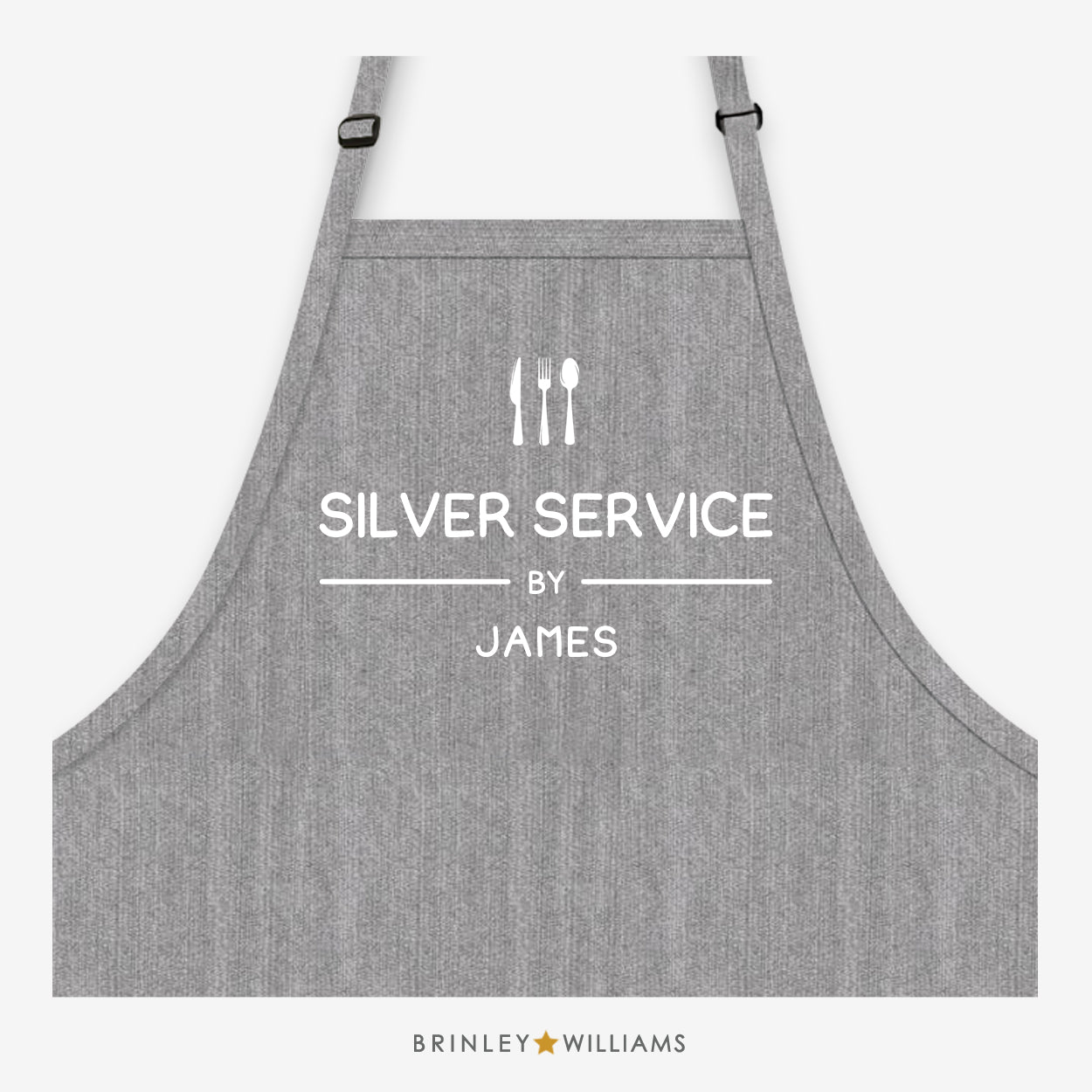 Silver Service Personalised Grey Denim Apron