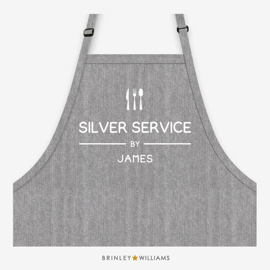 Silver Service Personalised Grey Denim Apron