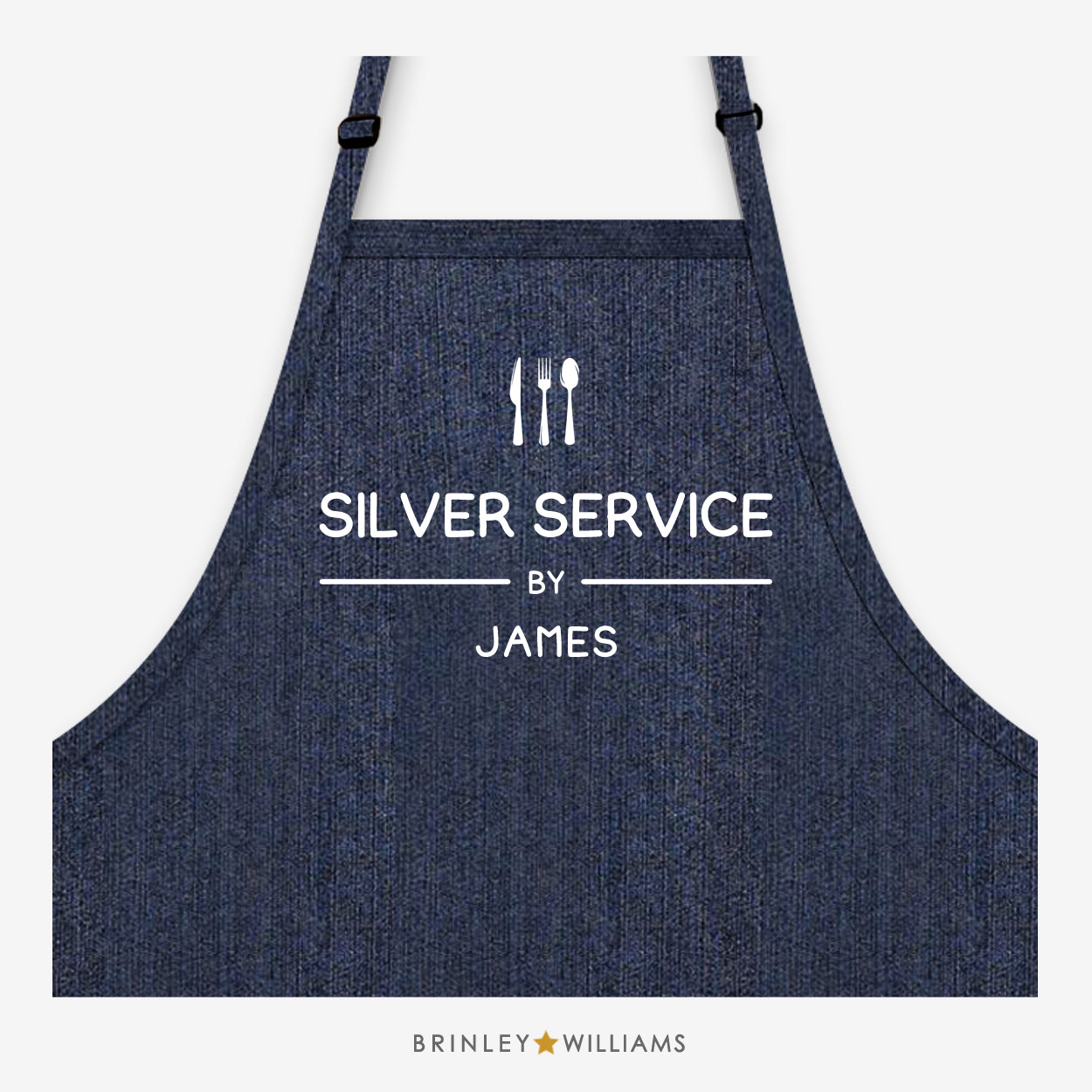 Silver Service Personalised Indigo Denim Apron
