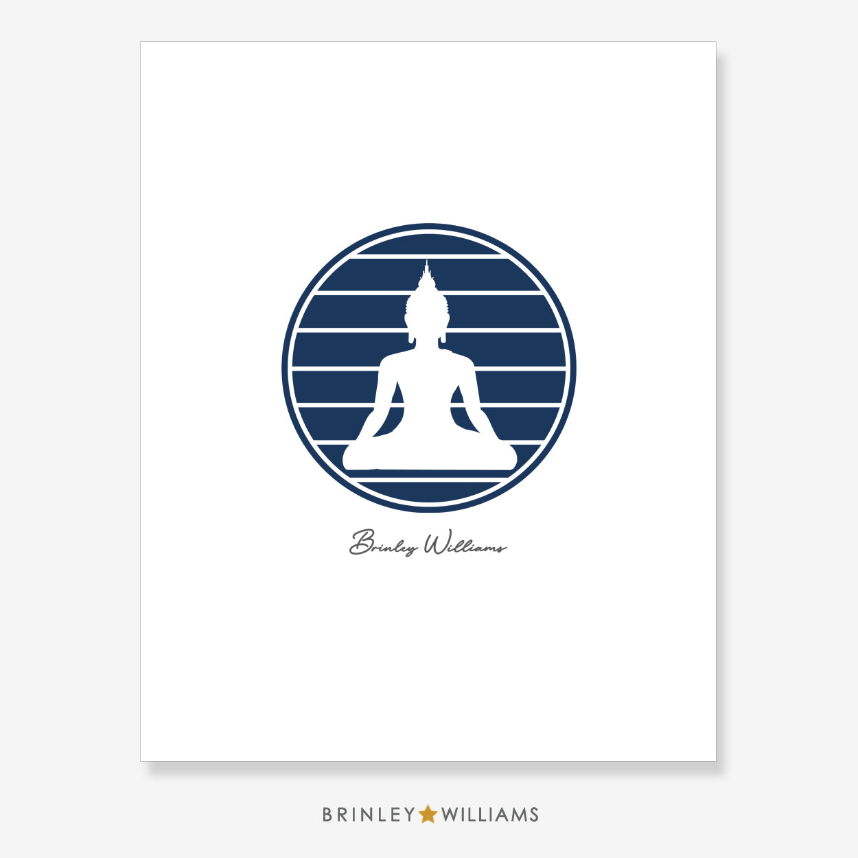 Sitting Buddha Wall Art Poster - Navy