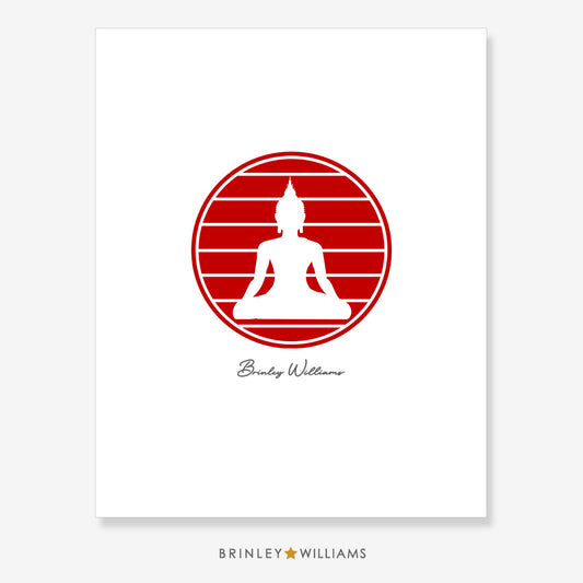 Sitting Buddha Wall Art Poster - Red