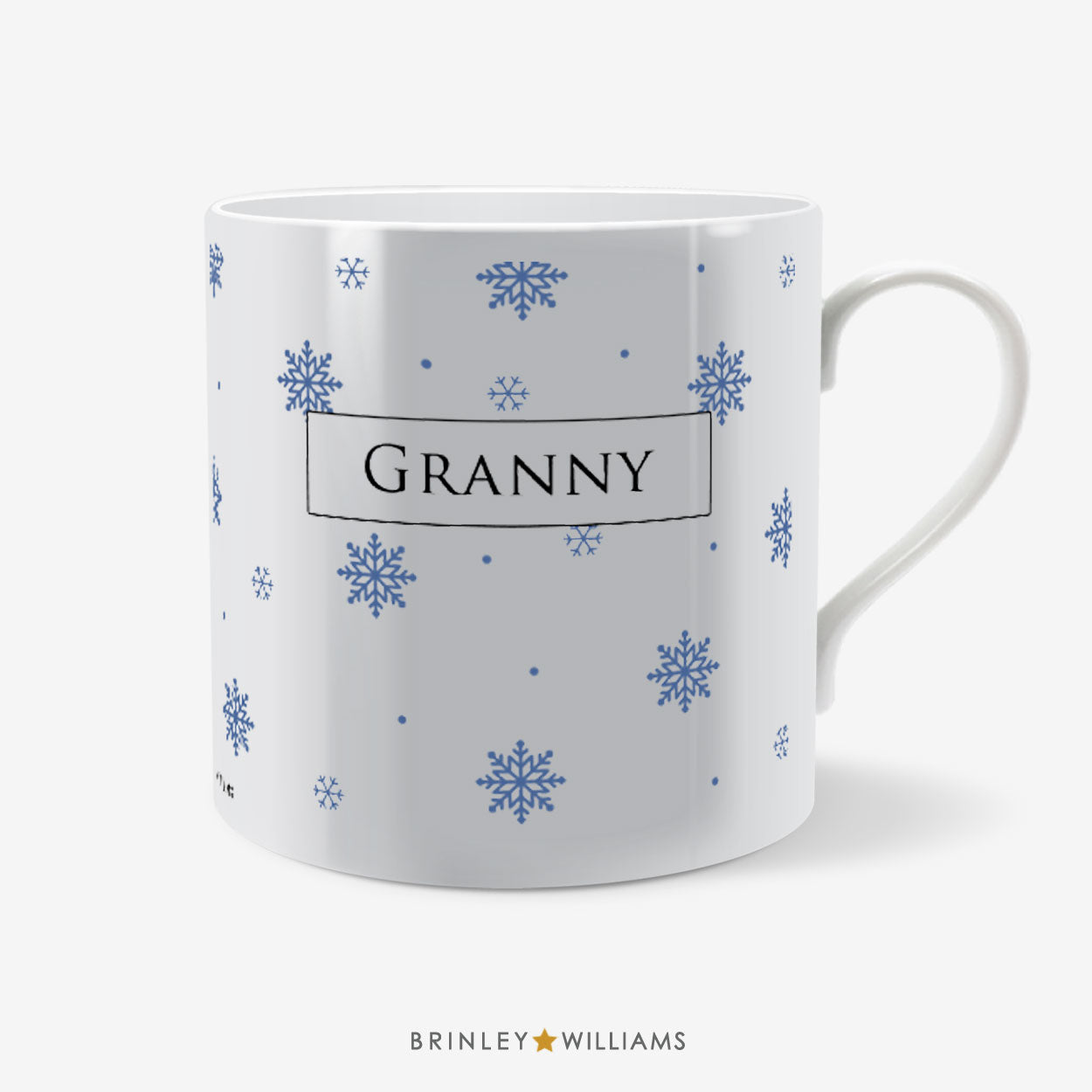 Snowflakes Pattern Christmas Mug - Personalised - Blue