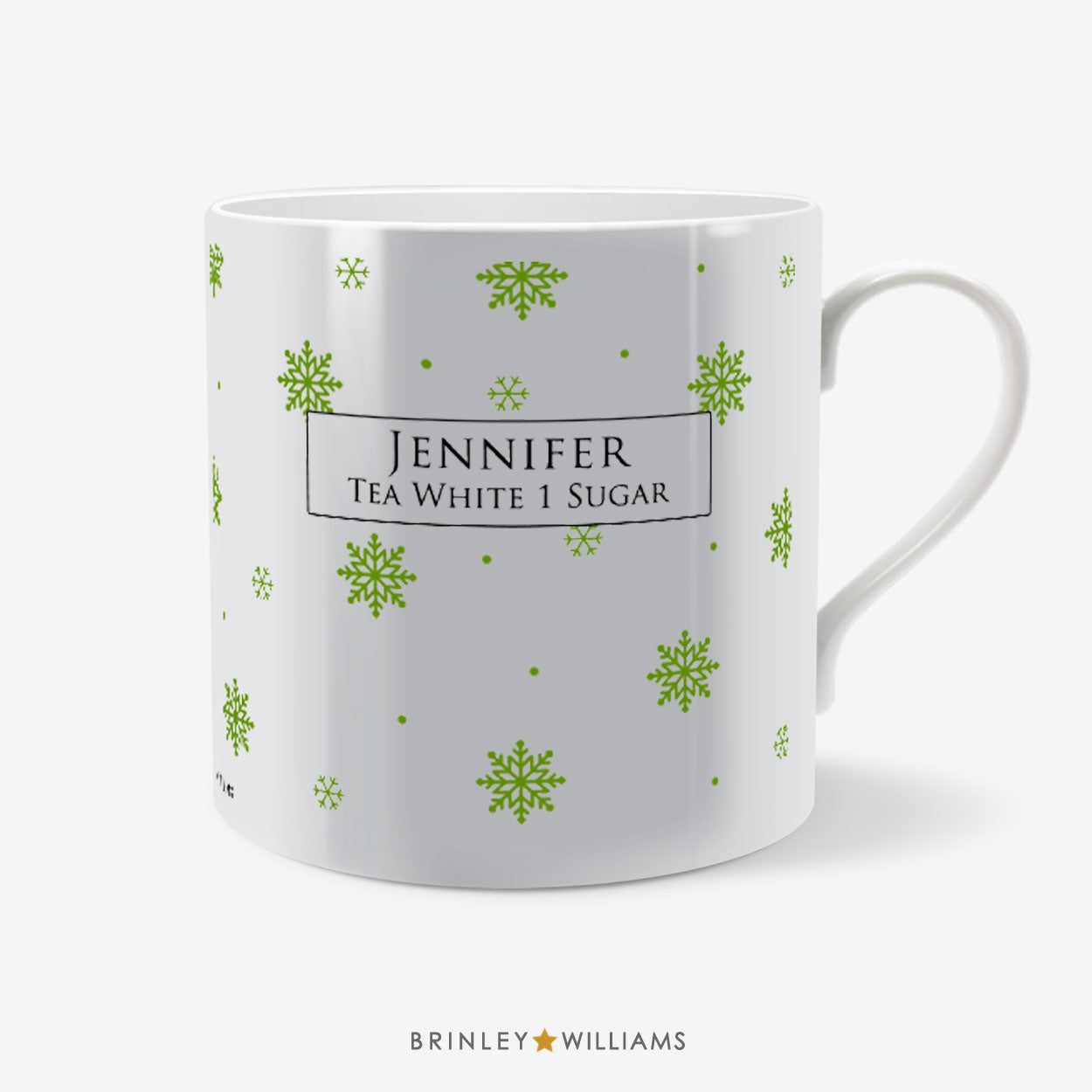 Snowflakes Pattern Christmas Mug - Personalised - Green