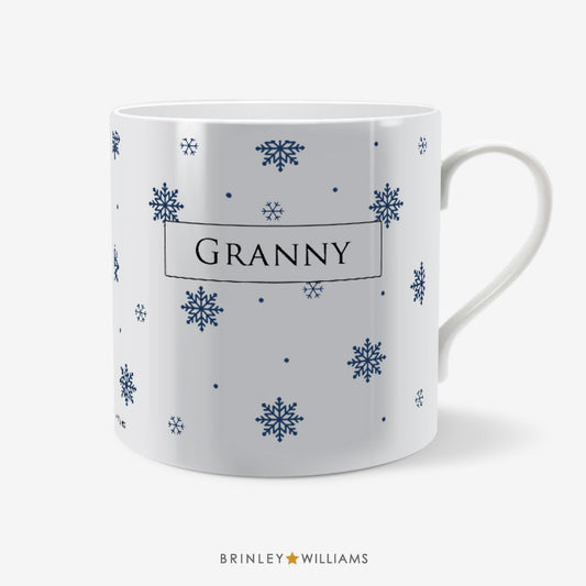 Snowflakes Pattern Christmas Mug - Personalised - Navy