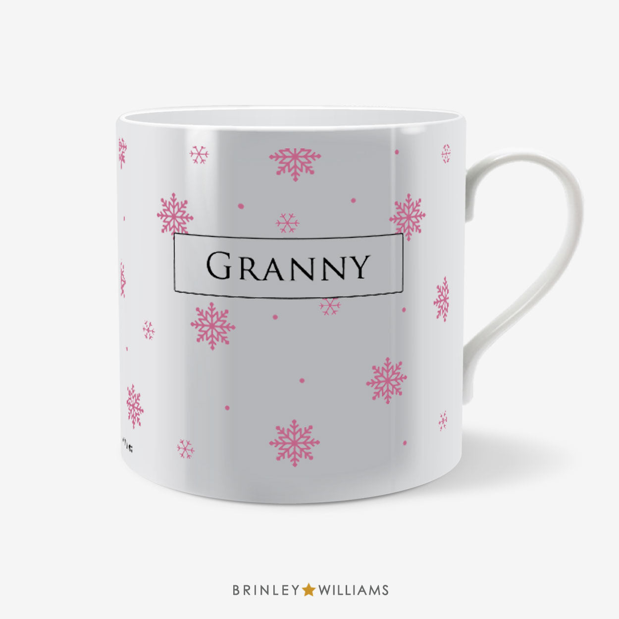 Snowflakes Pattern Christmas Mug - Personalised - Pink