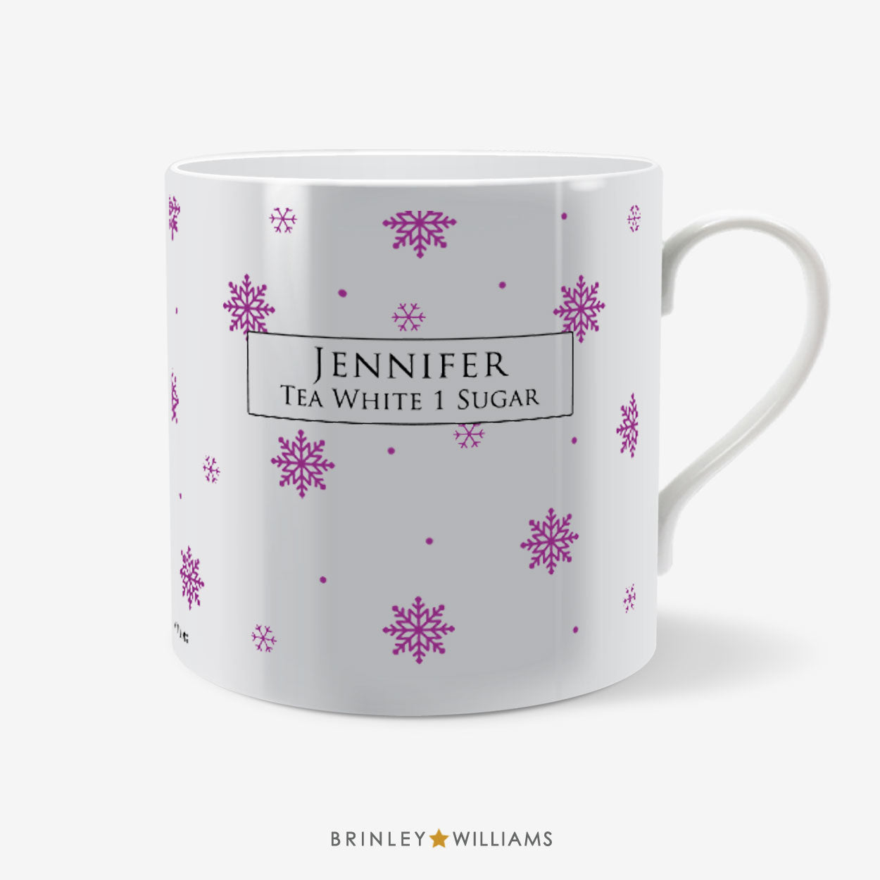 Snowflakes Pattern Christmas Mug - Personalised - Purple