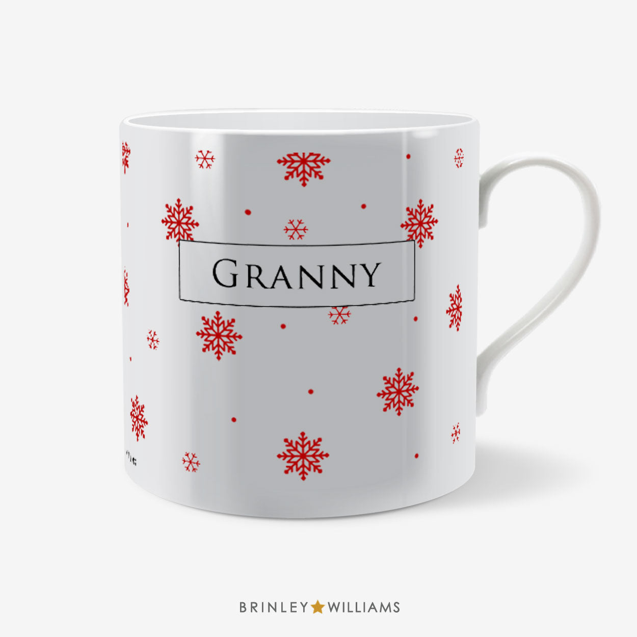 Snowflakes Pattern Christmas Mug - Personalised - Red