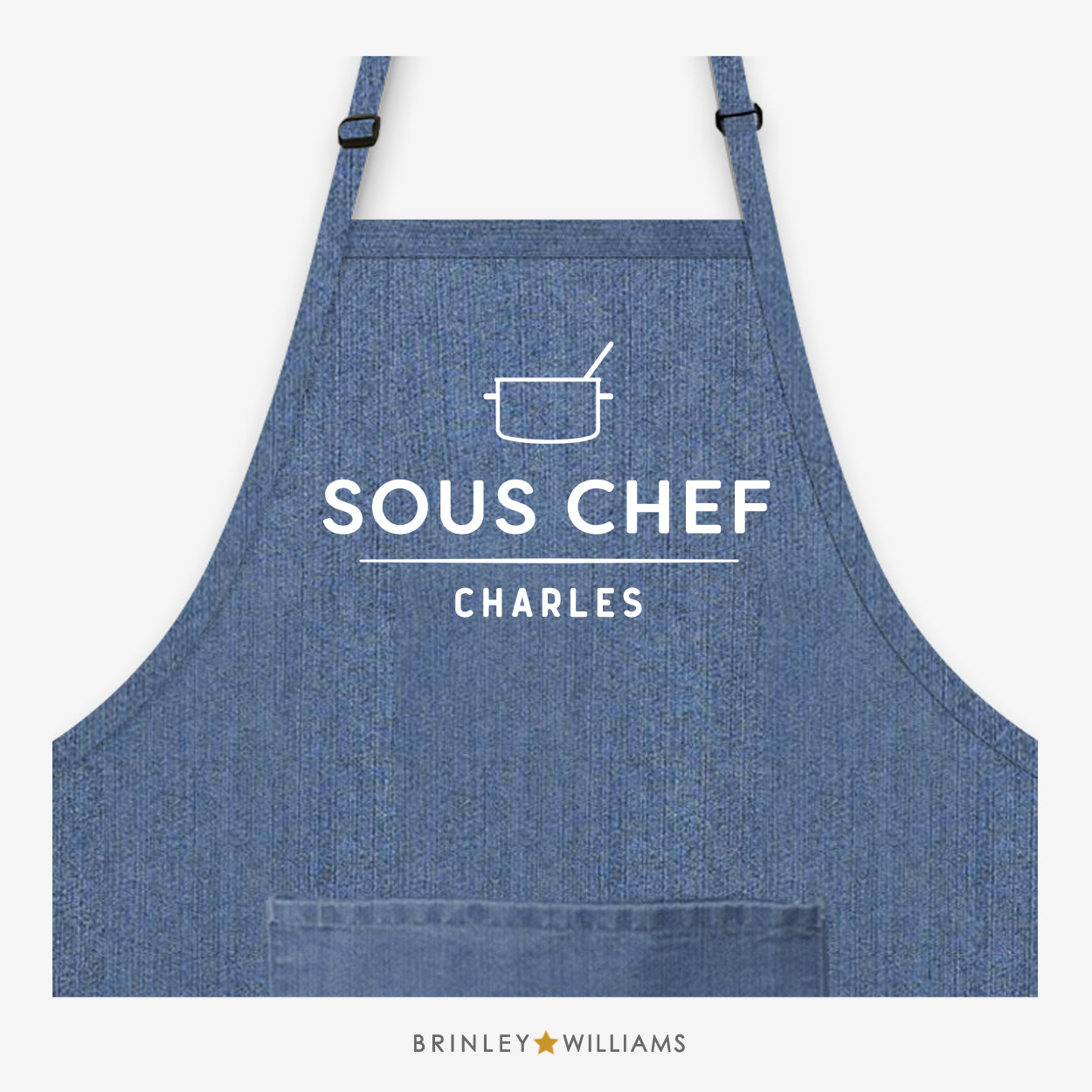 Personalised Sous Chef  Denim Apron - Blue 