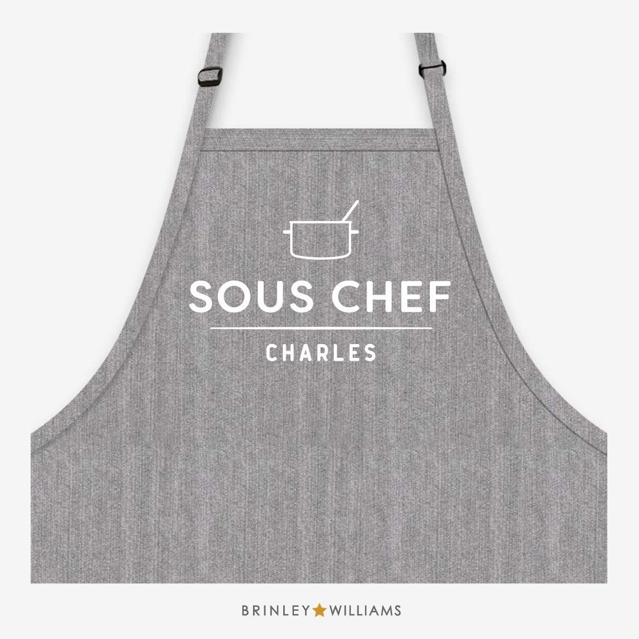 Personalised Sous Chef  Denim Apron - Grey