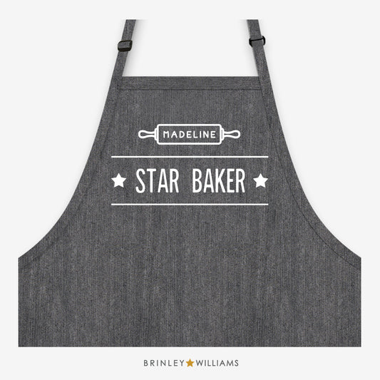 Star Baker Denim Apron - Personalised - Black Denim