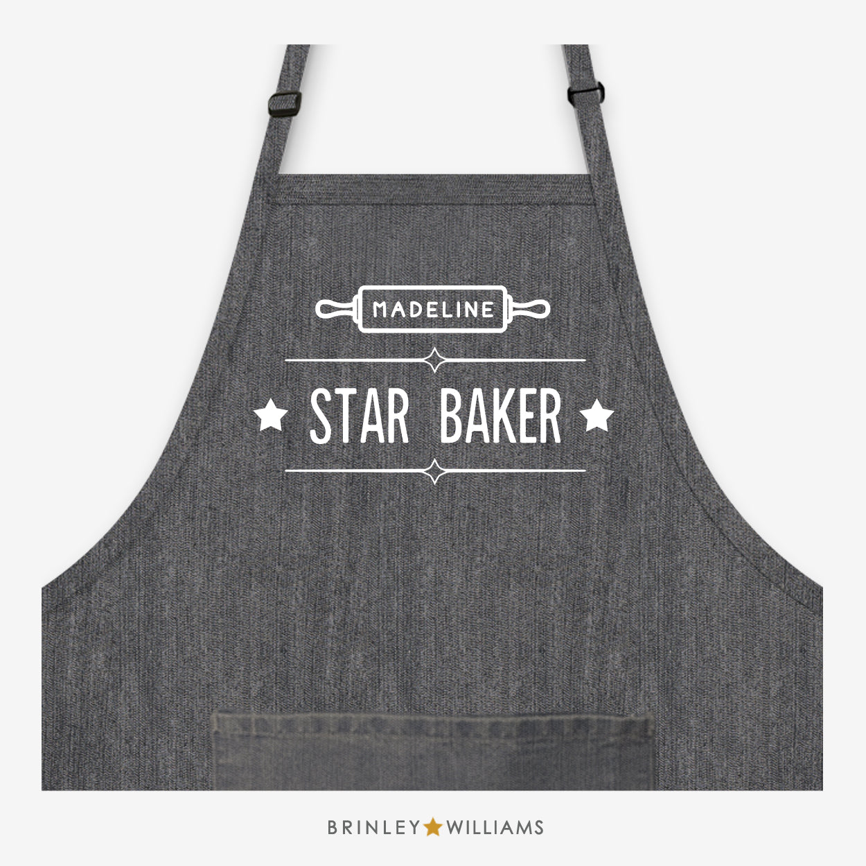 Personalised Star Baker  Denim Apron - Black