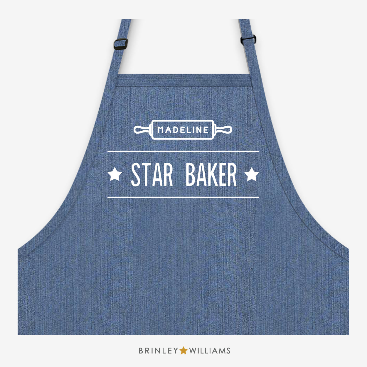 Star Baker Denim Apron - Personalised - Blue Denim