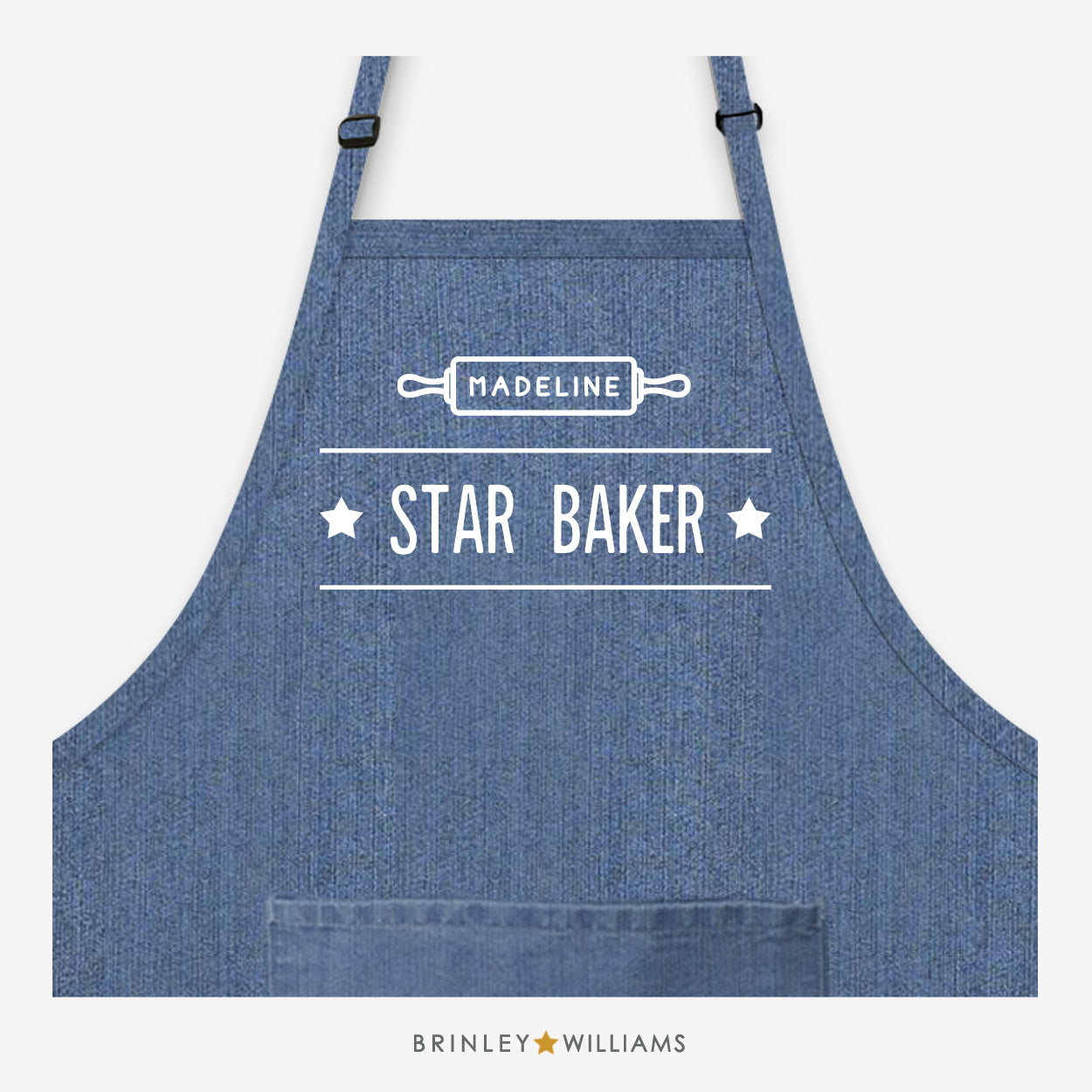 Star Baker Personalised Blue Denim Apron