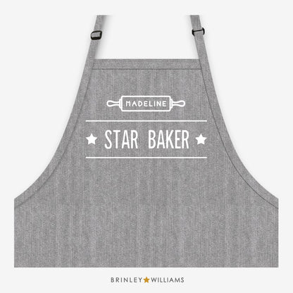 Star Baker Denim Apron - Personalised - Grey Denim