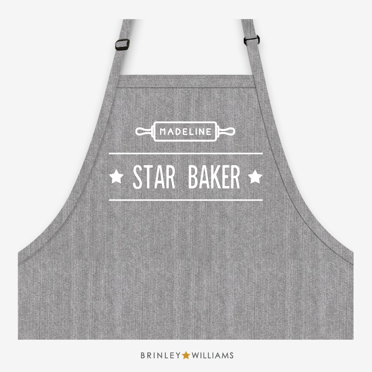 Star Baker Personalised Grey Denim Apron