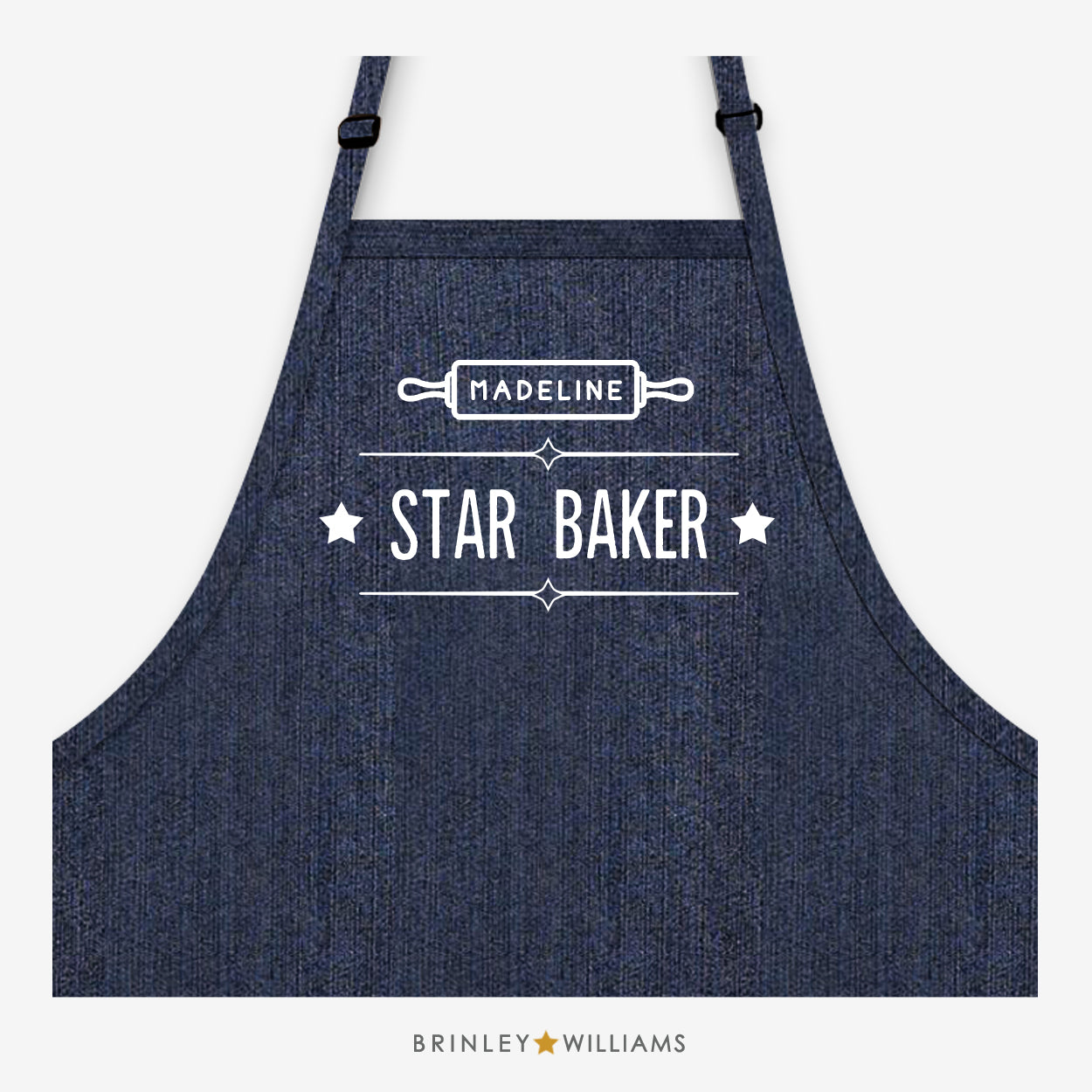 Personalised Star Baker  Denim Apron - IndigoZoom