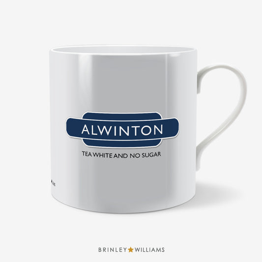 Station Sign Personalised Mug - Navy