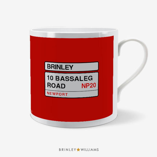 Street Sign Personalised Mug - Red