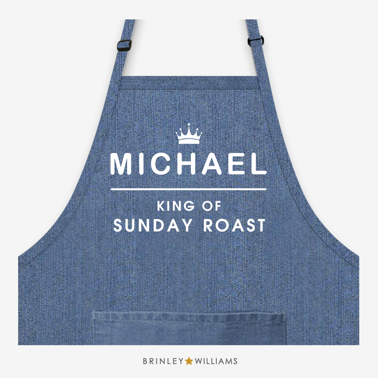 King of Sunday Roast  Personalised Blue Denim Apron
