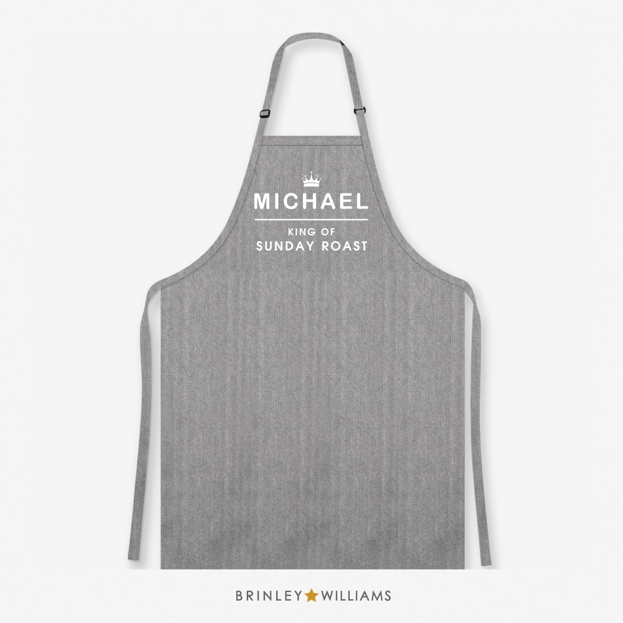 King of Sunday Roast  Personalised Grey Denim Apron - Zoom out