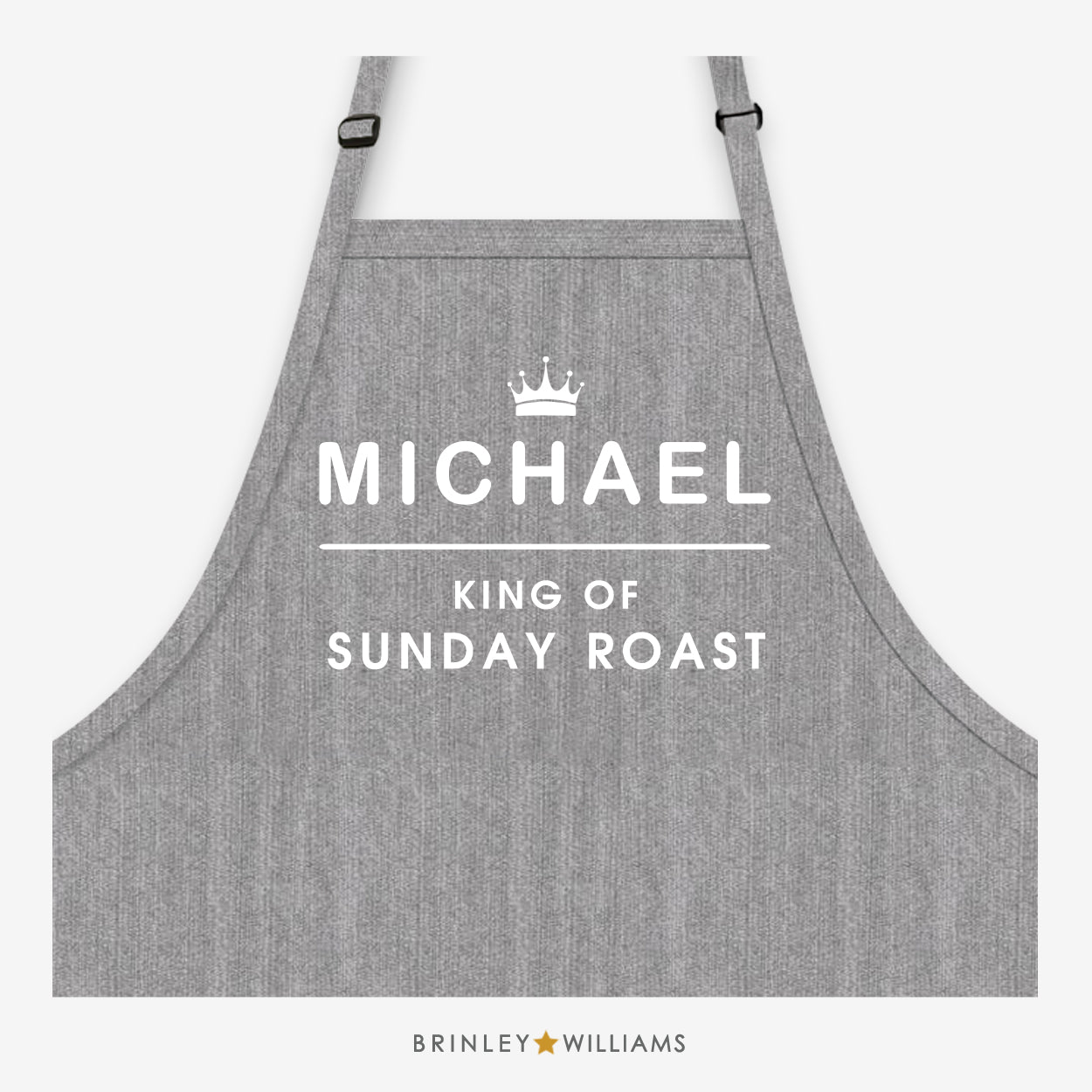 King of Sunday Roast Denim Apron - Personalised - Grey Denim