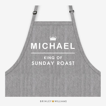 King of Sunday Roast Denim Apron - Personalised - Grey Denim