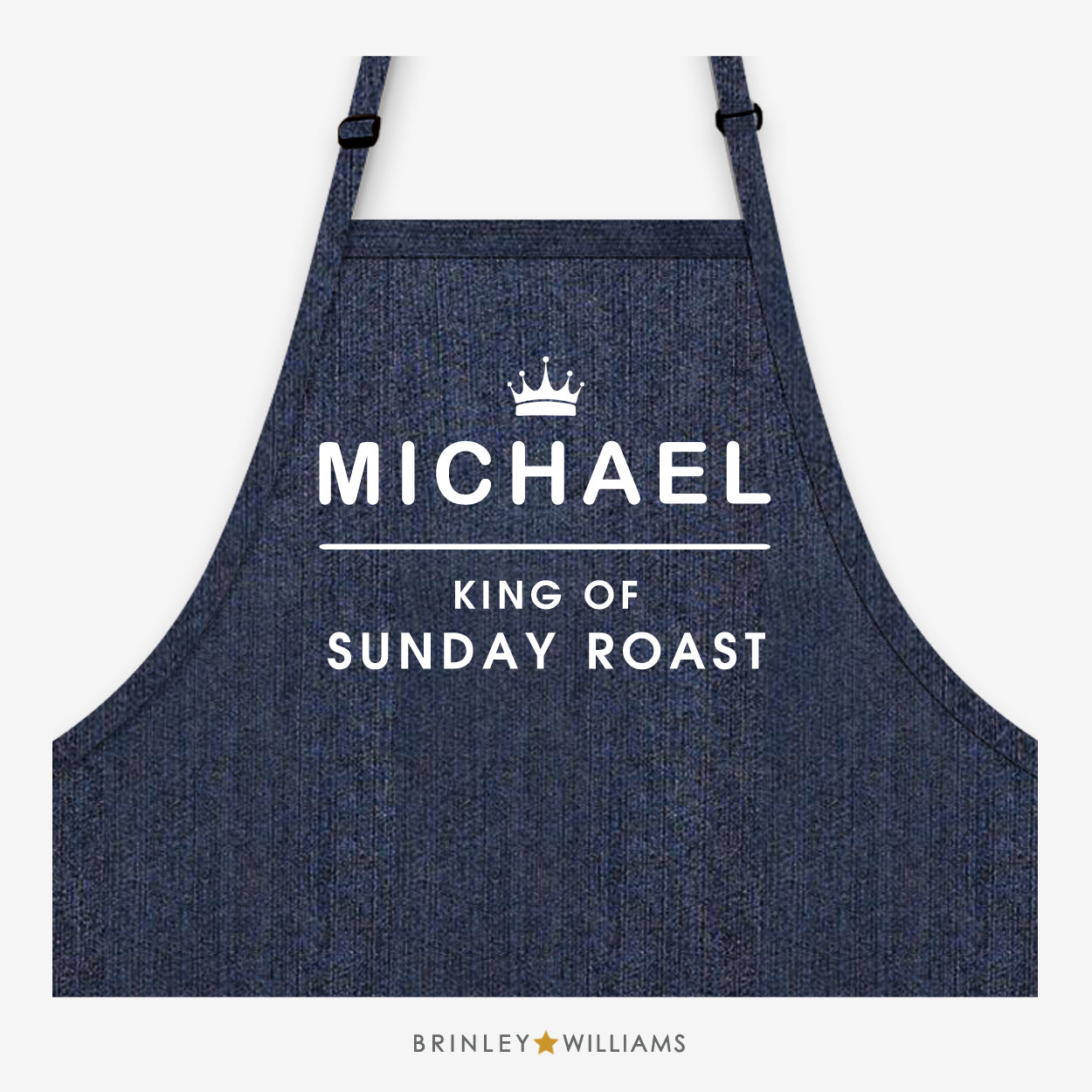 King of Sunday Roast  Personalised Indigo Denim Apron