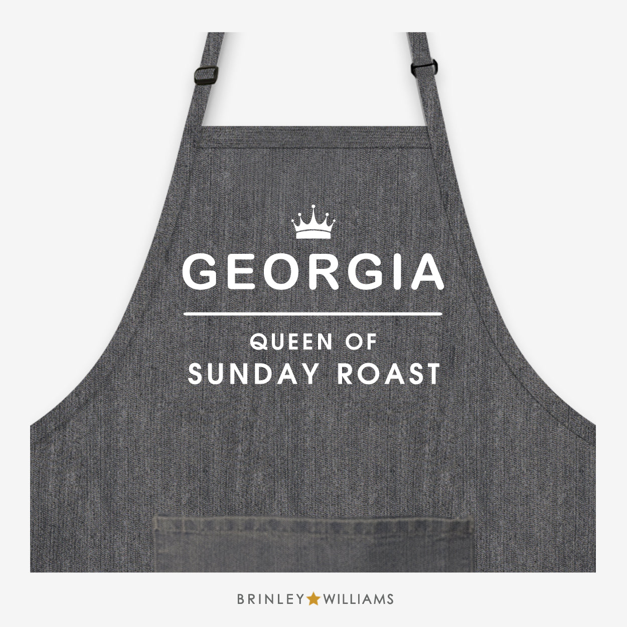 Queen of Sunday Roast  Personalised Black Denim Apron 
