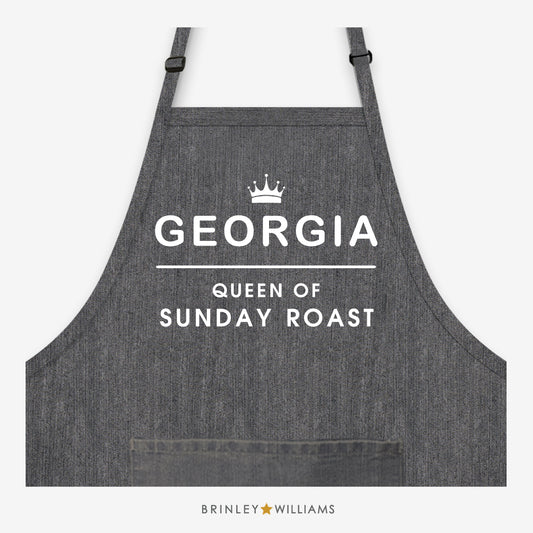 Queen of Sunday Roast  Personalised Black Denim Apron 