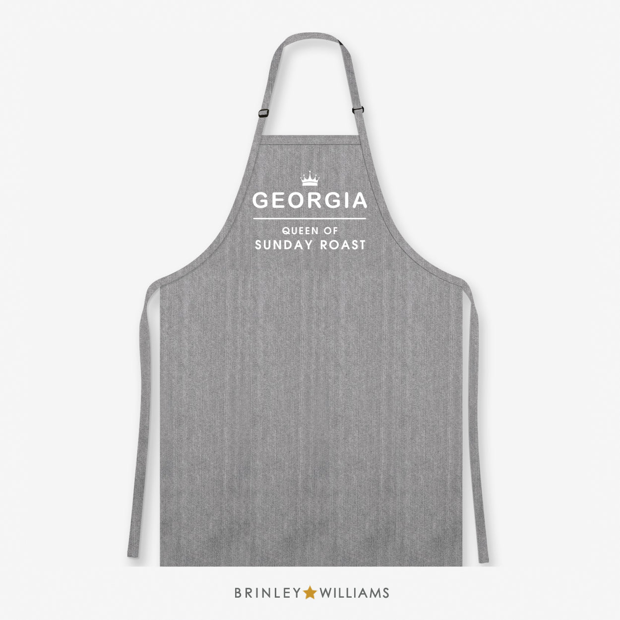 Queen of Sunday Roast  Personalised Grey Denim Apron - Zoom out