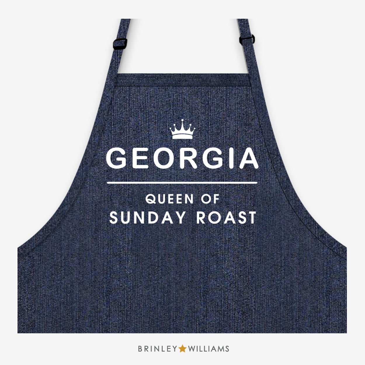Queen of Sunday Roast  Personalised Indigo Denim Apron