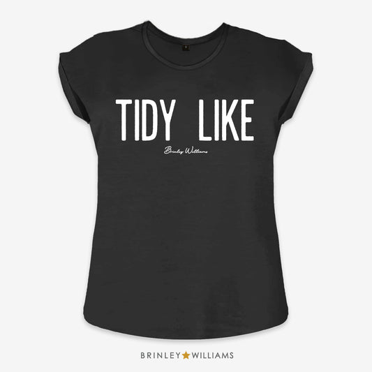 Tidy Like Rolled Sleeve T-shirt - Black