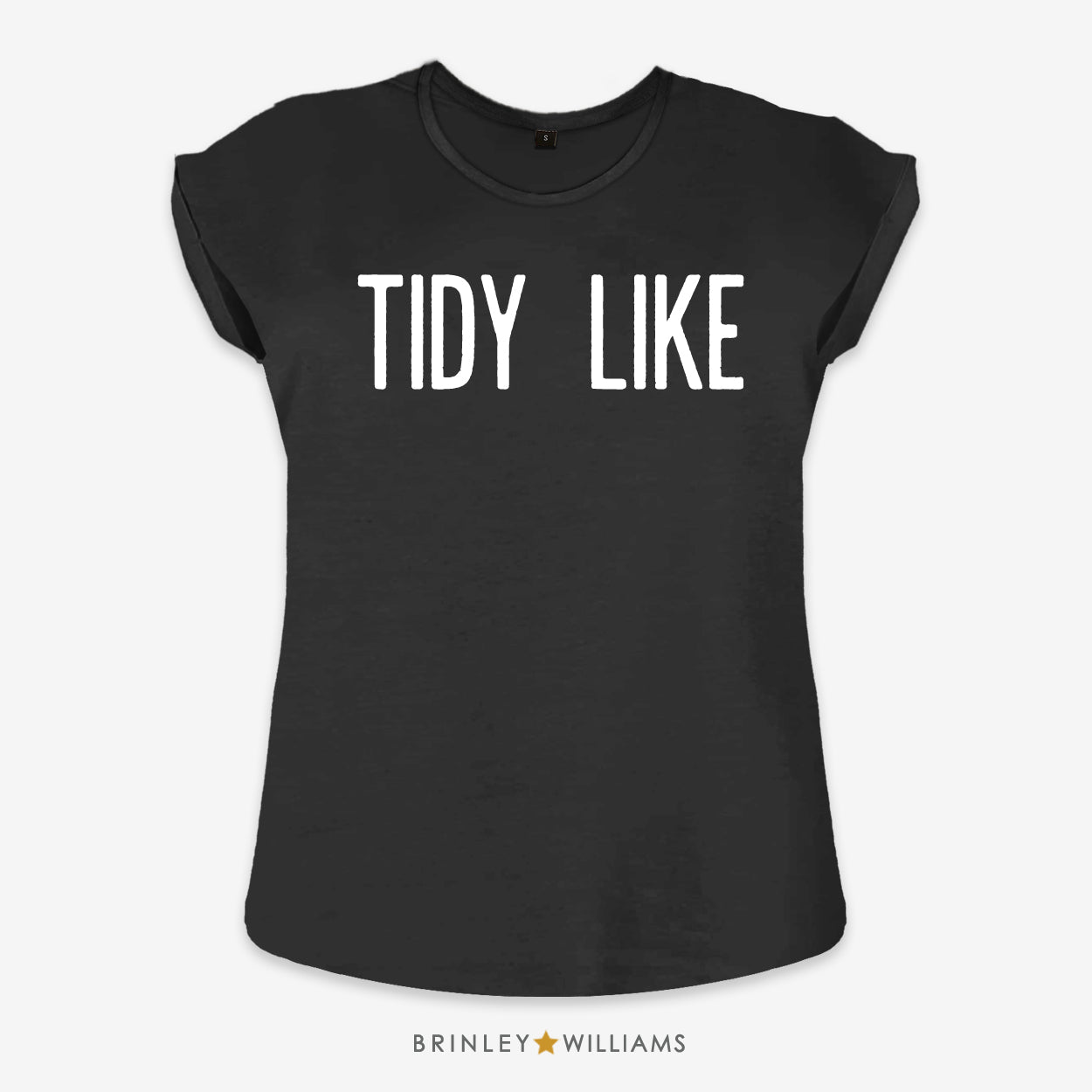 Tidy Like Rolled Sleeve T-shirt -Black