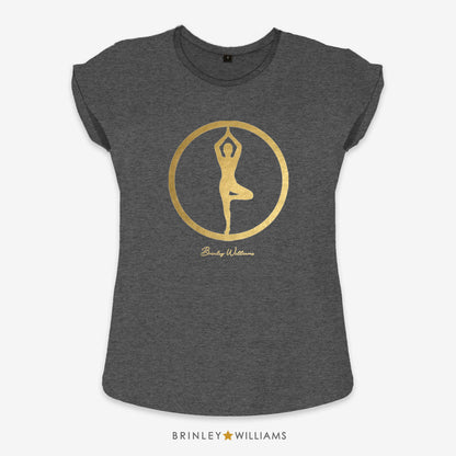 Tree Pose Rolled Sleeve T-shirt - Charcoal