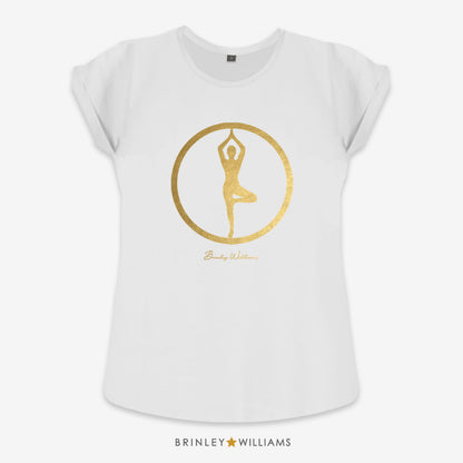 Tree Pose Rolled Sleeve T-shirt - White