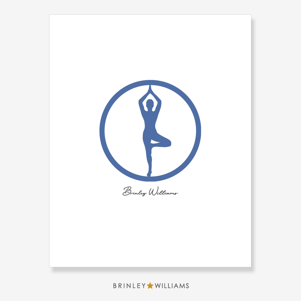 Tree Pose Vrksasana Wall Art Poster - Blue