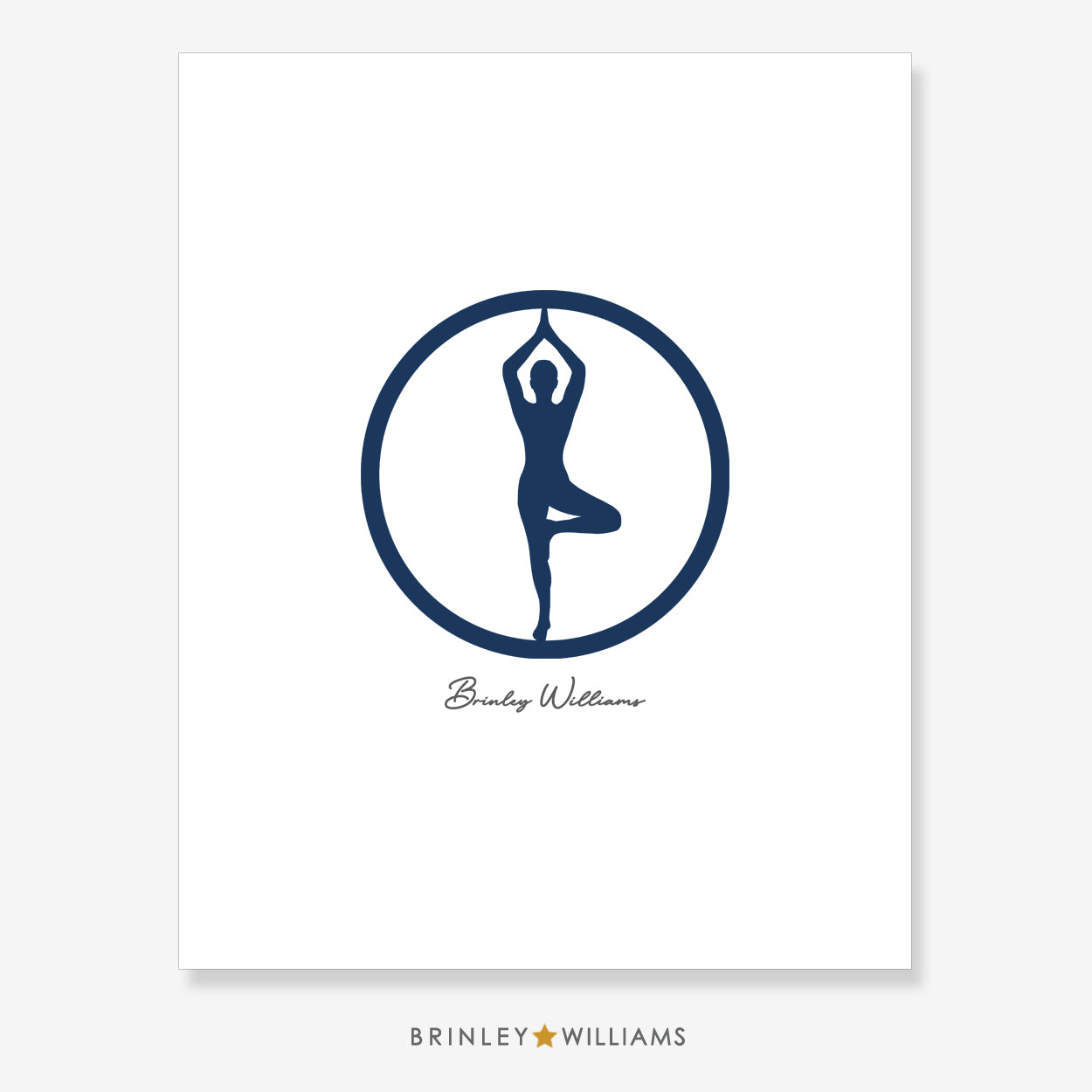 Tree Pose Vrksasana Wall Art Poster - Navy